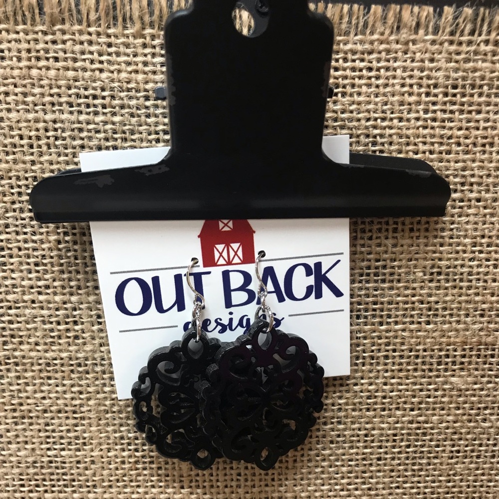NWT Black Acrylic Earrings - Hypoallergenic - Picture 1 of 1